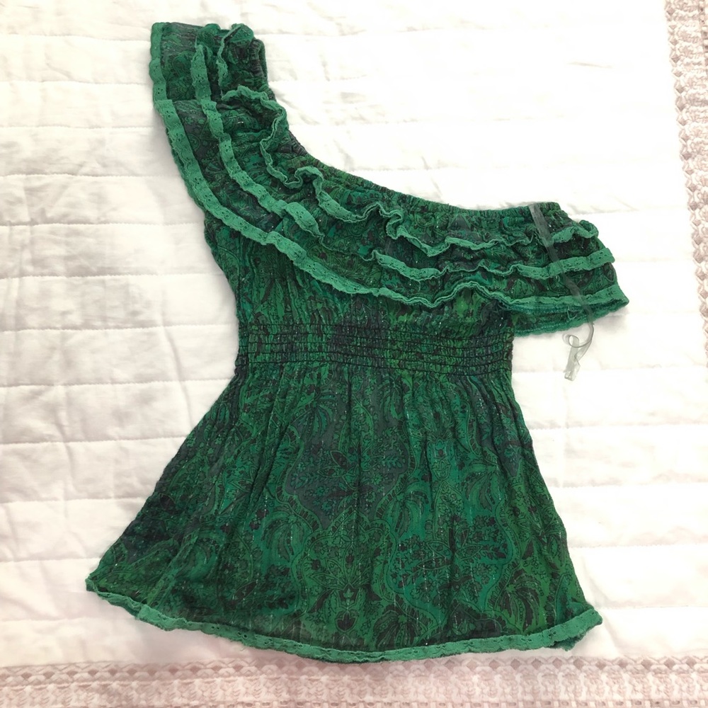Green One Shoulder Top
